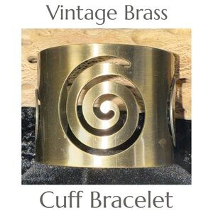 Vintage Brass Spiral Cuff Bracelet Bold Cut-Out Design - Artisan Statement Piece